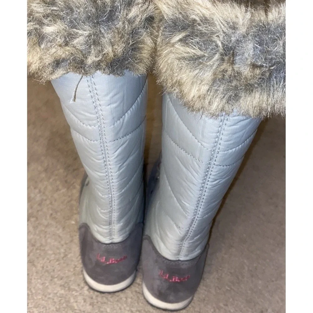 LL Bean Boots Carrabassett Fur Lace-Up Knee High Winter Snow Womens 6.5 Winter‎
